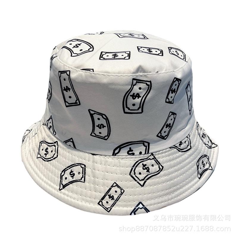 Trendy versatile sunshade sun hat summer double-sided pot hat printed bucket hat women