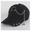 Baseball Cap Hat Metal Ring Chain Spring Summer Autumn Punk Hip Hop Rock Adjustable Unisex Men Women Outdoor Casual Cotton