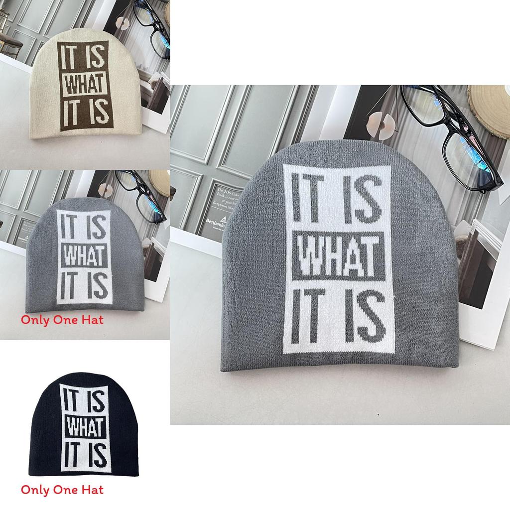 Casual Knit Beanie With Acrylic Material And Minimalist Letter Pattern For Autumn Outdoors