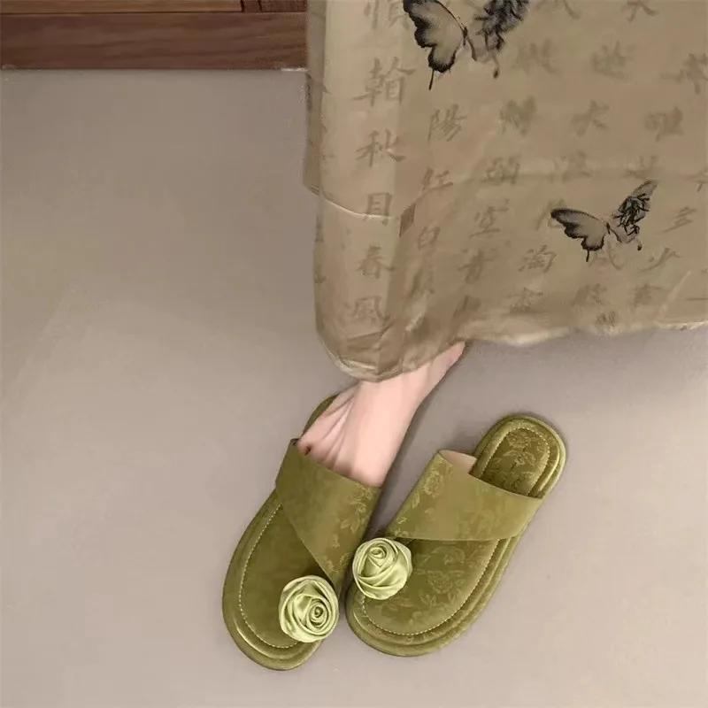 

Комплект для улицы с мягкой подошвой, босоножки с носком для пляжа, лето 2024, новинка, розовые, на плоской подошве, нескользящие, сандалии, женские шлепанцы 41 зелёный