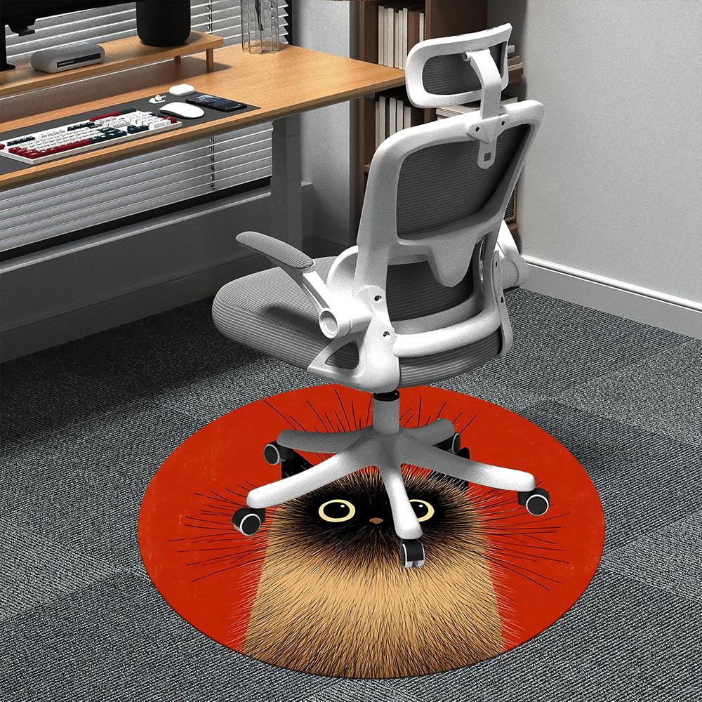 1PC Cat Whiskers Office Round Area Rug, Mat Suitable ForOffice, Under Office Chairs Bedroom Living Room Home Decor, Room Deco