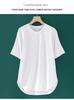 Women's Cool Ice Feel Solid Color Round Neck Short Sleeve Loose Fit Summer Top with Curved Hem