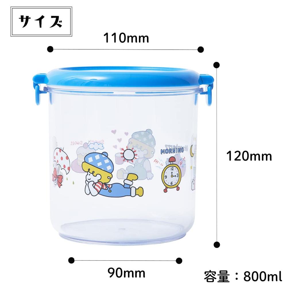 Shimojima Stoppail Canister Storage Morning Made in Japan Container, 800ml, Character, (Morning)
