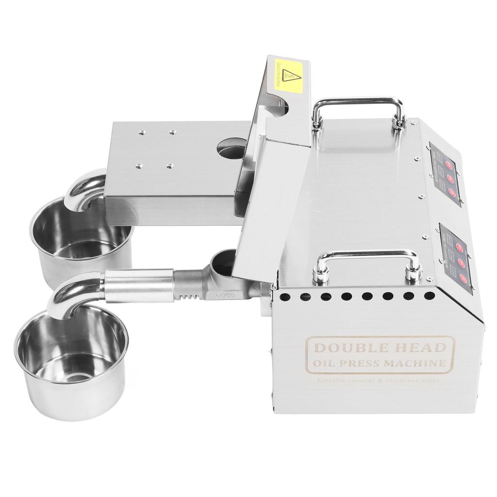 Double Head Oil Press Machine High Oil Yield Hot Cold Press Stainless Steel Small Automatic Oil