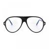 Tom Ford Eyeglasses Aviator Full Rim  Shiny Black Frame And Clear Blue Light Block Lens Ft5012 B001 Black