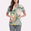Women's Cute Printed Work Clothes V-neck Double Layer Pockets Basic Short Sleeve Top Pullover Valentines