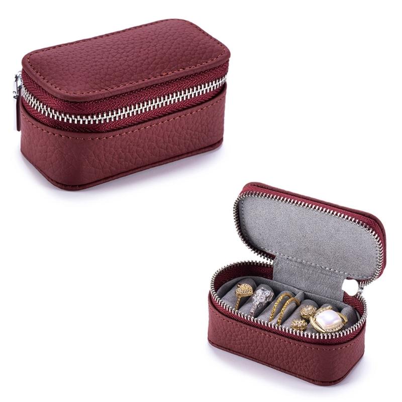 PU Leather Miniature Jewelry Storage Case Portable Design Travel Organiser For Earrings Rings And Necklaces