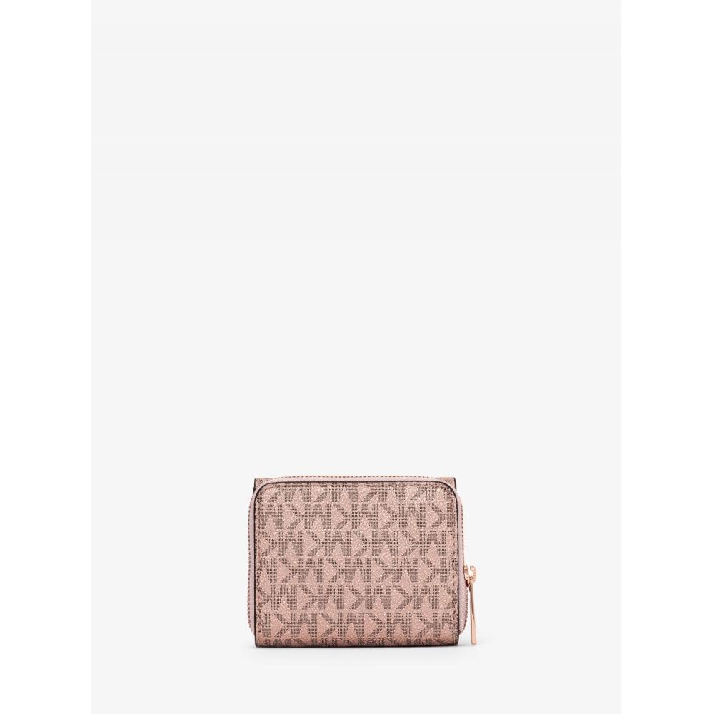 Michael Kors [japan Limited] Jet Set Travel Mid Zip Wallet Small   Mk Signature 35h1rtvz5v622 Rose Gold