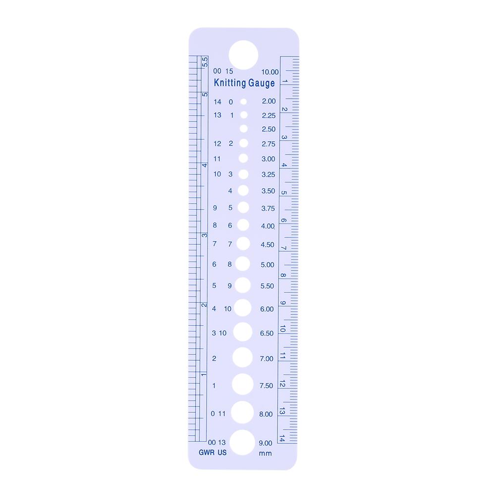 Plastic Knitting Needle Gauge Ruler Inch Cm Sewing Tools US UK Canada Sizes 2 10mm