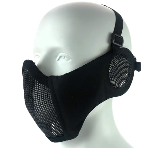 MILQUEST Airsoft Mask with Ear Protection, Mesh Face Cover, Face Guard, Ear Protection (Black)