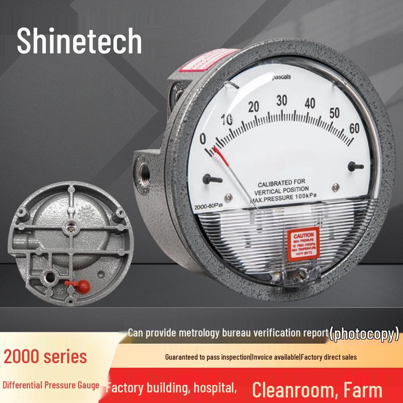 Cleanroom Micro Differential Pressure Gauge 0-60Pa Wind Manometer for Positive/Negative Pressure In Aquaculture