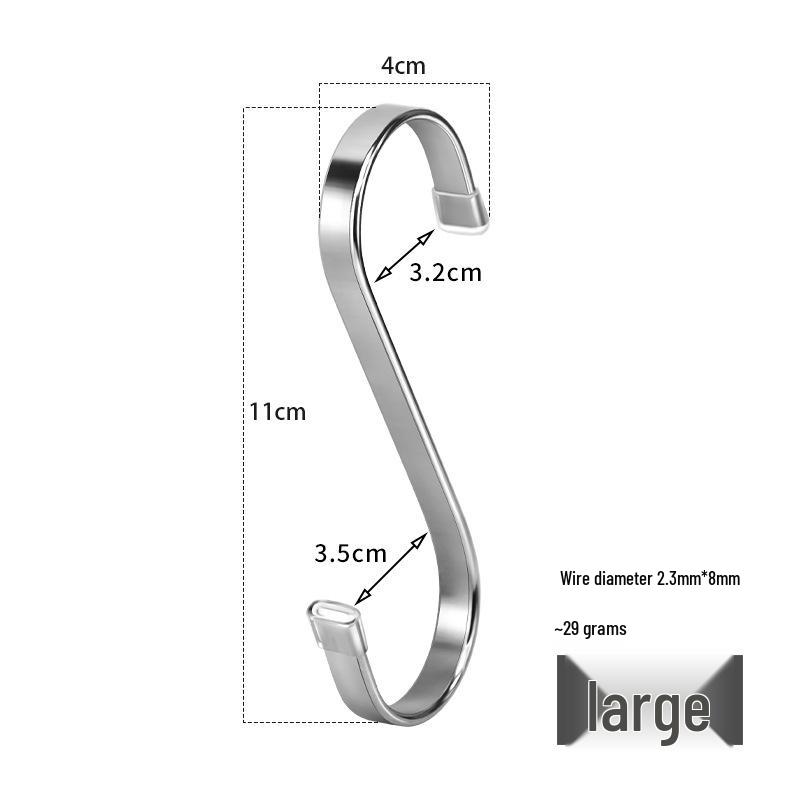 Stainless Steel S-Shaped Storage Hooks for Kitchen and Bathroom