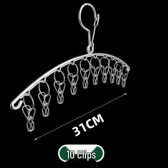 Windproof Stainless Steel Clothes Hanger with Clips - Multifunctional Drying Rack for Socks & Underwear