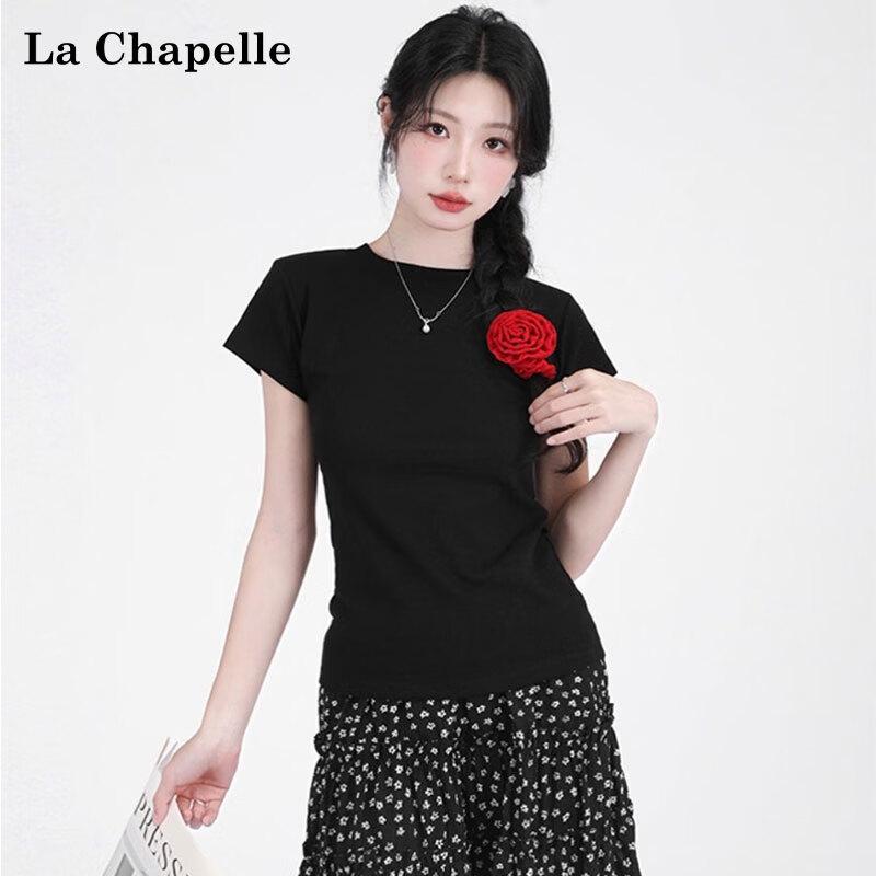 La Chapelle Women s Basic Round Neck Short Sleeve T-Shirt M