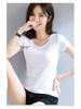 Women's Pure Cotton Three-Quarter Sleeve Slim Fit Mock Neck T-Shirt for Spring and Autumn 2022