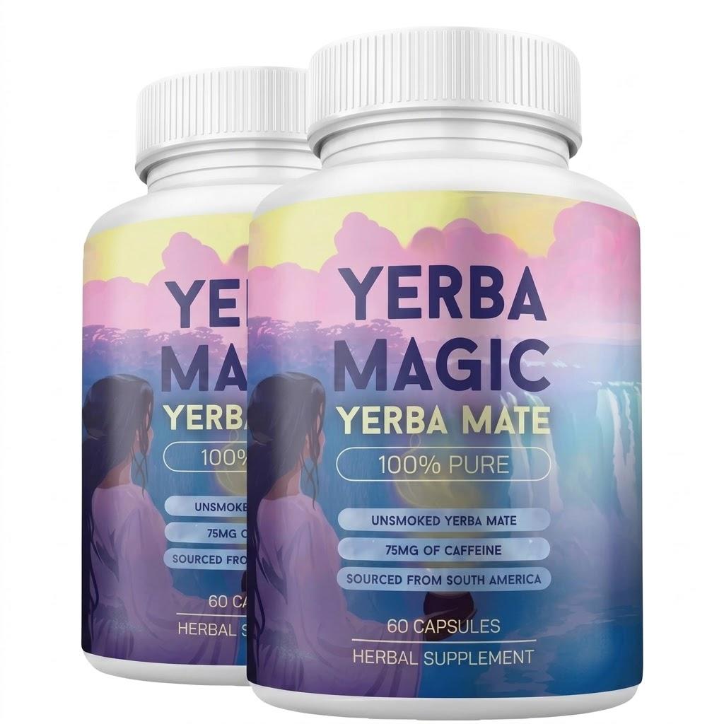 Yerba Magic Czyste Kapsułki Yerba Mate – 100% Niewędzony Południowoamerykański Ekstrakt Ziołowy dla Energii i Koncentracji (60 liczyć)