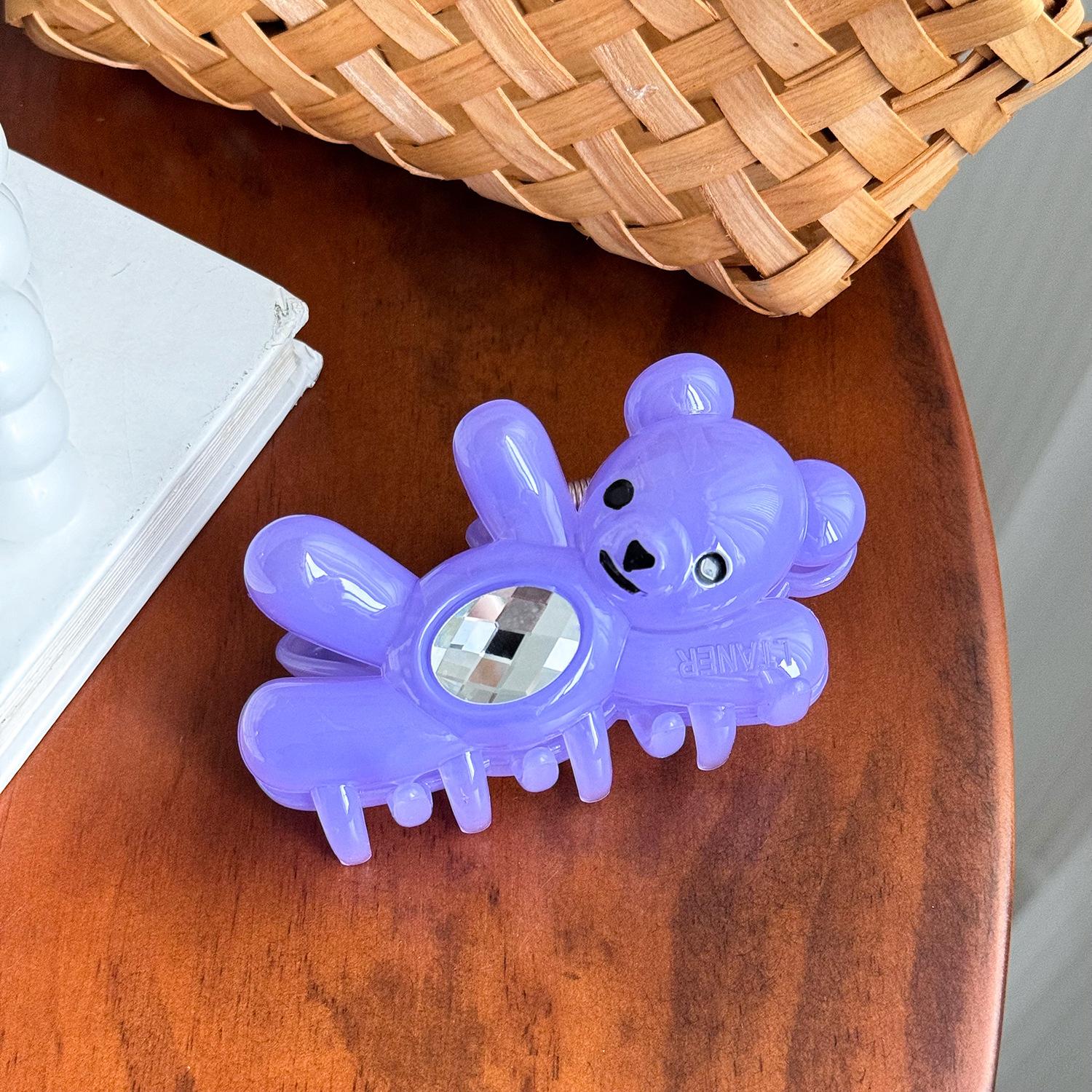 

Luxurious Color Jelly Bear Hair Claw Clip With Eyecatching S For Hairdos Sophisticated Purple11cm