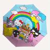 Hello Kitty, Rainbow Automatic Open/Close Umbrella Cute Umbrella with Cute Design, Portable 3 Fold Compact Umbrella for Men & Women, Hallowe
