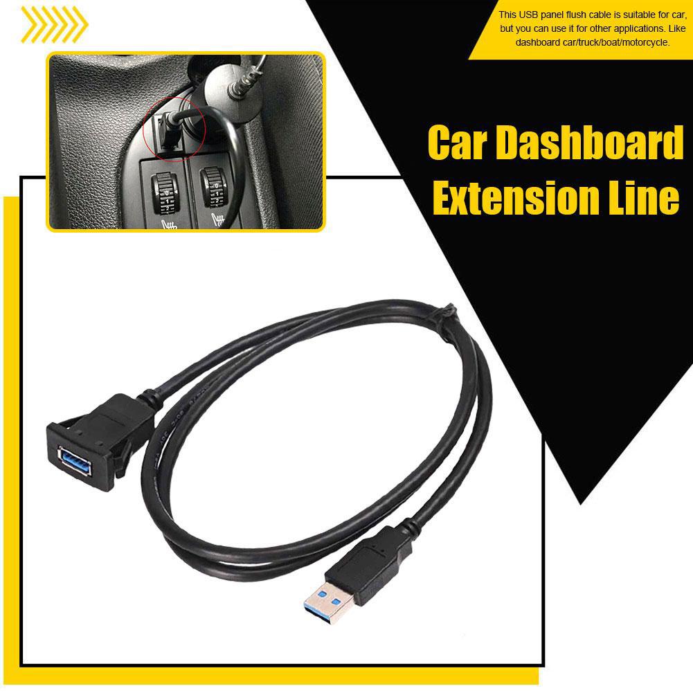 Car RV USB Socket Cabe USB2.0 Auto Car Flush Mount Extension Cord Dashboard Panel Square USB Cable 1M For Motorhome
