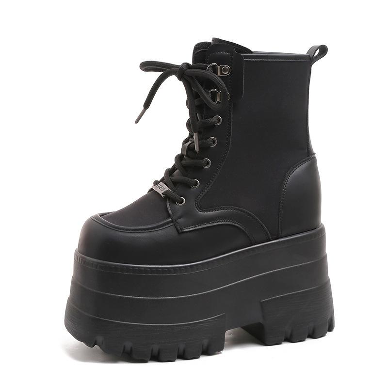 Módní dámské boty na super vysokém podpatku zvyšující výšku, silná podrážka, šněrovací tenisky, protiskluzové, prodyšné, Cos boty, Bottes Femmes