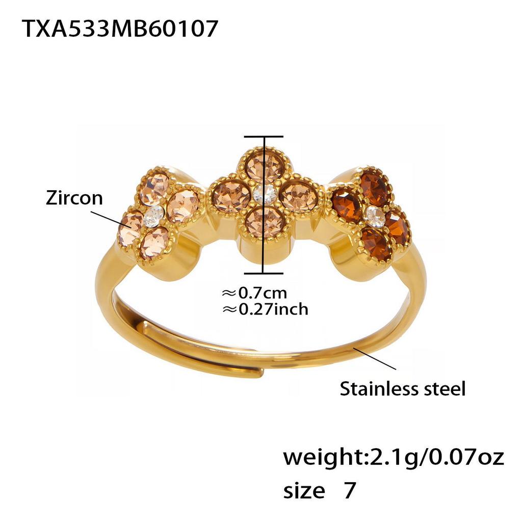 Multi-Color Zirconia Diamond Necklace, Bracelet, Ring & Earring Set - Stainless Steel