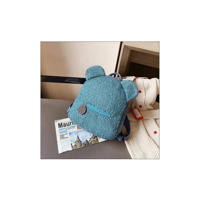Плюшевый Рюкзак Медведь Женская Милая Дорожная Сумка Милый Мультяшный Рюкзак Подарочная Сумка Модный Повседневный Рюкзак с Ушками Медведя синий