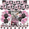 Articole de Petrecere Blackpink Pentru Fani Decorațiuni Petrecere de Ziua de Naștere - 1 Stindard de Petrecere Blackpink 18 Globuri de Petrecere Blackpink 17 Toppere pentru Tort Blackpink 20 Negru