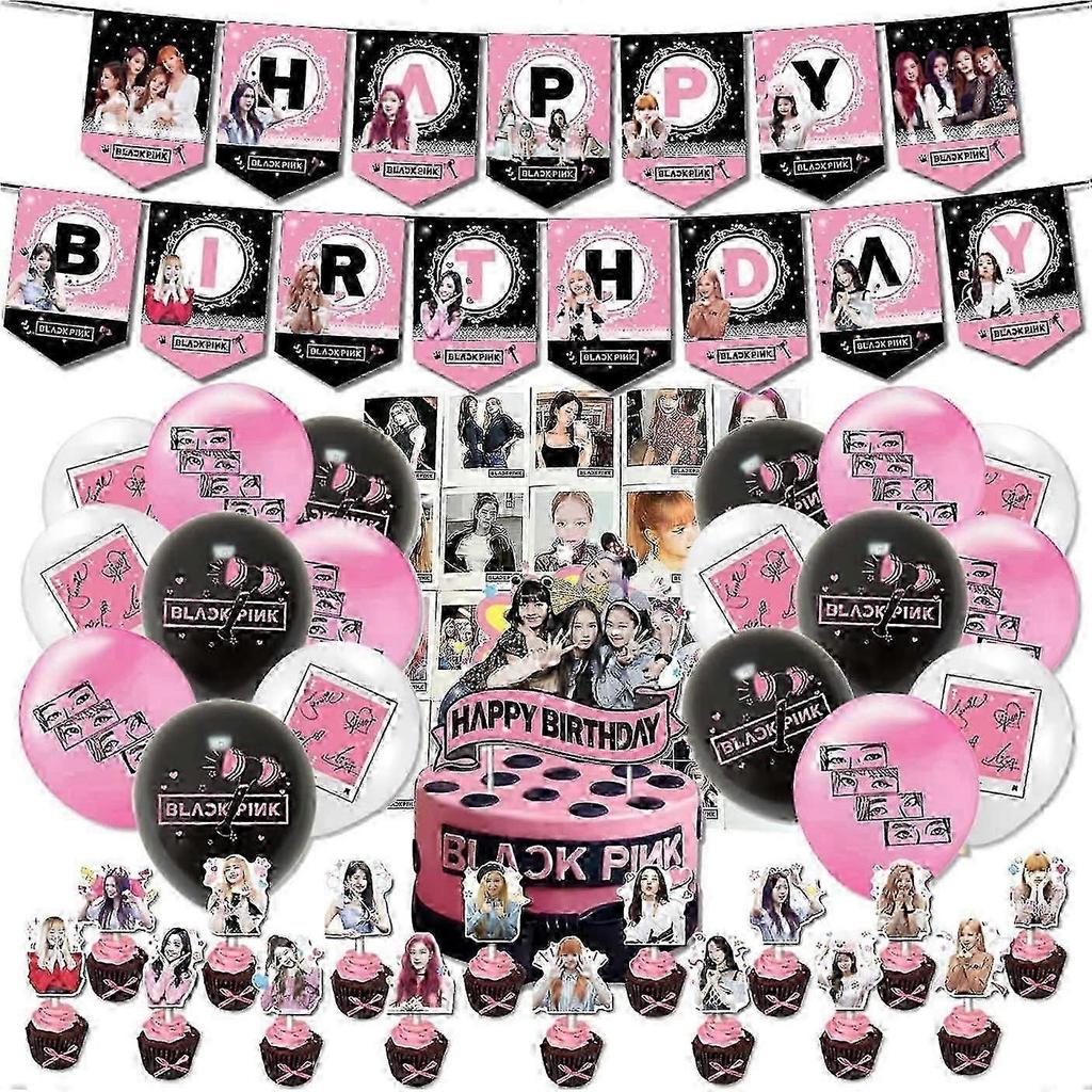 Blackpink Party Supplies For Fans Birthday Party Decorations - 1 Blackpink Party Banner 18 Blackpink Party Balloons 17 Blackpink Cake Toppers 20 Black