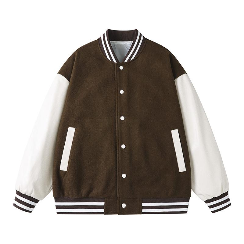 

Осенний тренд бейсбольной куртки Контрастная цветная вставка Универсальная повседневная куртка L