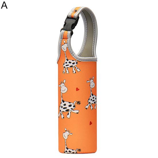 Yousheng Vacuum Cup Sleeve Thickened Elastic Anti-fall with Shoulder Strap Cartoon Printing Portable Water Bottle Case for Outdoor