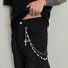 Pants Chain Faux Pearls Metal Flower Decor Wallet Chain Multi-layered