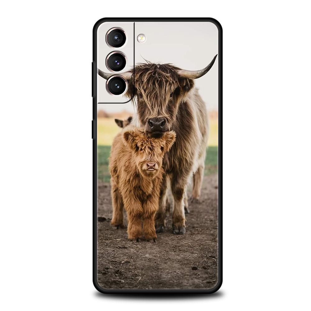 

Cute Highland Cow Phone Case for Samsung Galaxy S25 S24 S23 S22 S20 S21 FE Ultra S10 S10E Plus S25 Edge 5G Soft TPU Cover Fundas samsung s10