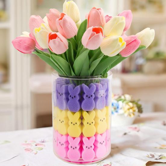 

20Pcs Easter Sponge Bunnies Vase Filler Multicolor Sponge Rabbits Vase Stuffer Easter