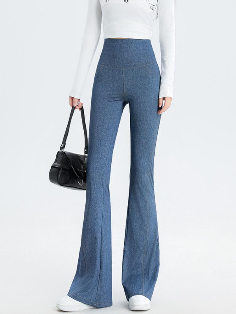 

Женские летние джинсовые брюки Барби в джинсовом стиле с микро расклешенными брюками с высокой талией, подтягивающие талию и поднимающие бедра Новые женские брюки для фитнеса и йоги XL синий