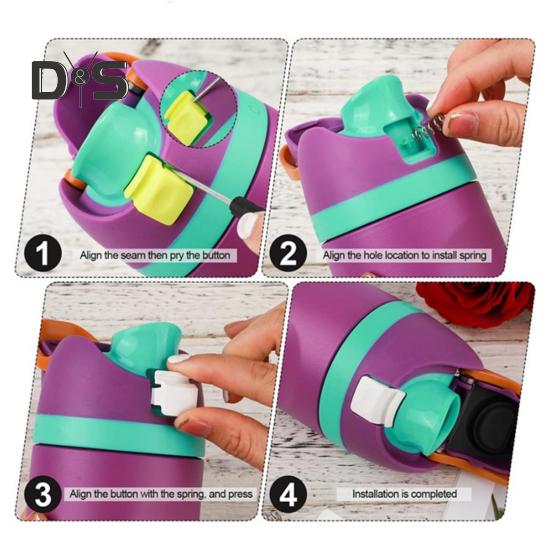 5 Sets Water Bottle Replacement Button for Owala FreeSip 19/24/25/32/40oz Push Switch Top Cap Seal Stopper Parts with Springs Screwdriver