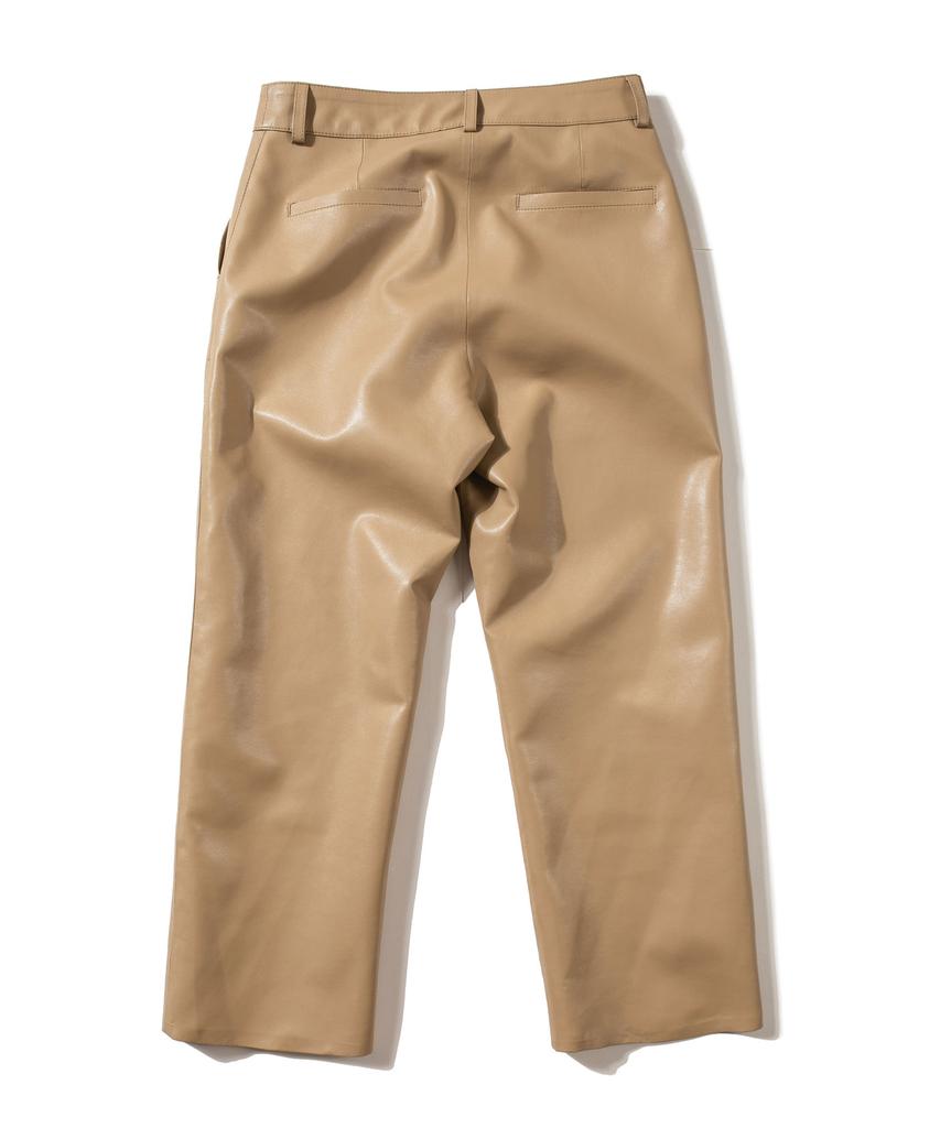 DREAMWORLD Leather Regular Pants_Beige