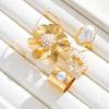 6/7 PCS Geometric Flower Imitation Pearl Rings For Women Vintage Irregular Gold Color Rings Sets Fashion Elegant Party Jewelry