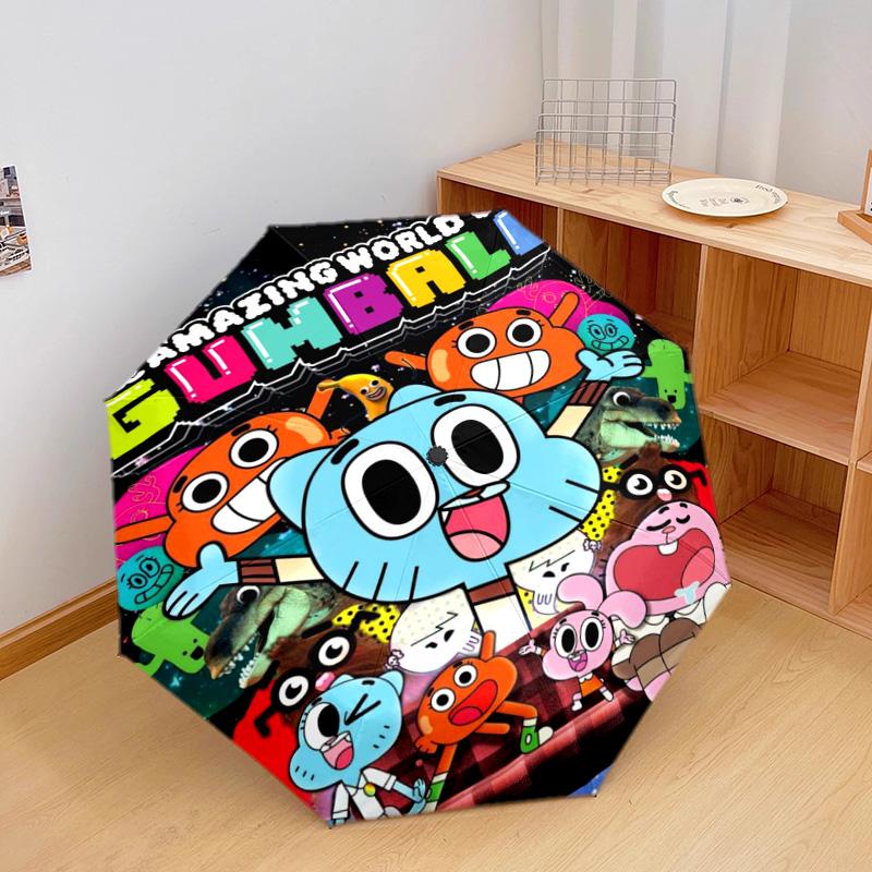 Gumball Darwin Adventure Automatic Umbrella - Suitable Travel Outdoor Portable Umbrella Birthday Gift Daily Essentials
