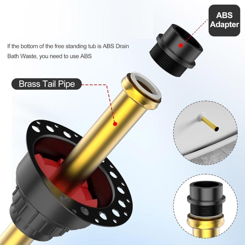 Bathtub Drain Rough Set Easy Installation Drain Systems Bath Drain Set Suitable for Freestanding Bath Installations