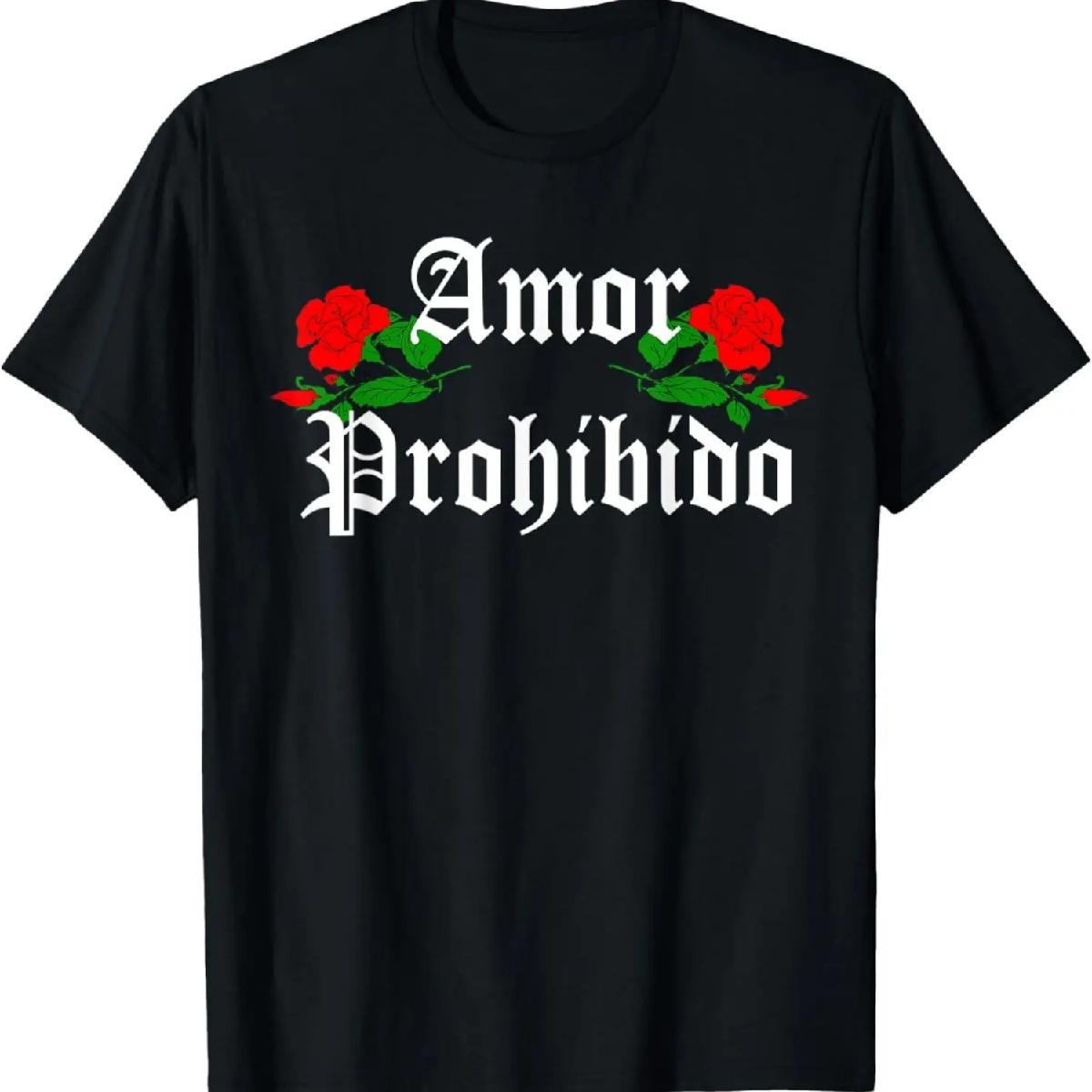 AMOR PROHIBIDO Футболка с красными розами S