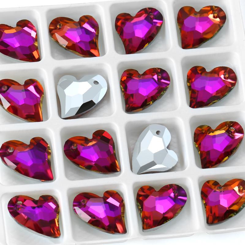 17mm Austria 6261 Devoted 2 U Heart Pendant Loose Rhinestone Charms Beads for Jewelry Making Bracelet Necklace Earrings DIY