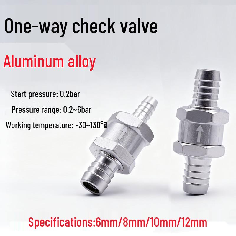 High-Temperature Resistant Aluminum Alloy Fuel Check Valve for Gasoline & Diesel (6/8/10/12 mm)