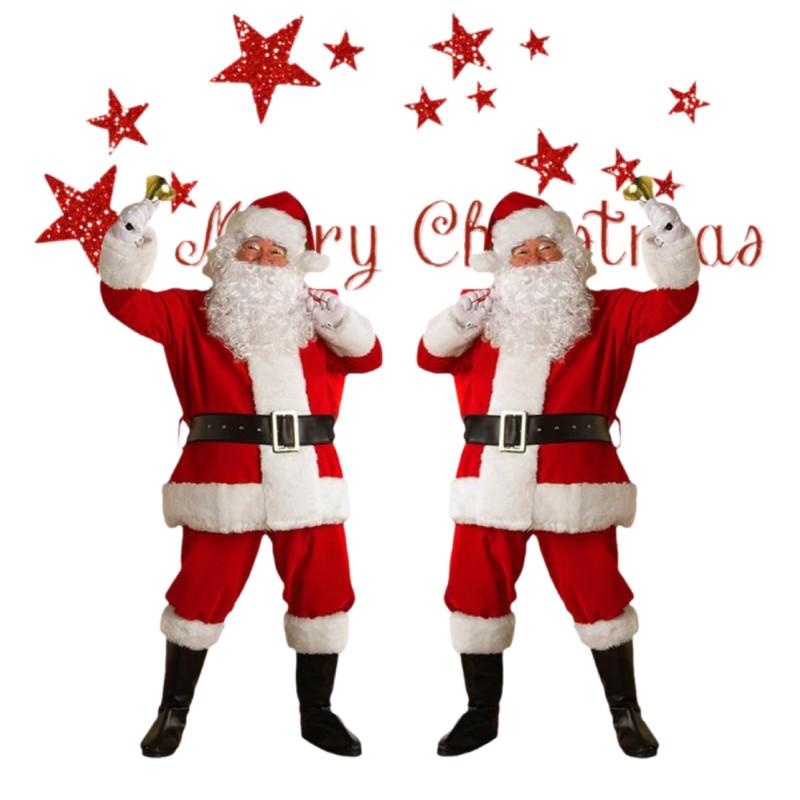 Santa Costume Claus Outfit Christmas Flannel Suit Mens Dress Cosplay Costume