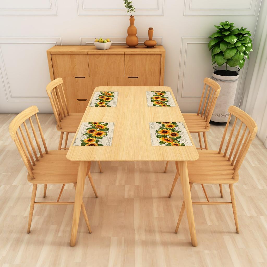 Sonnenblumen-Tischsets Lebhaft Gelb Floral Tischsets Sommer Küchen-Dekor Waschbar Hitzebeständig Perfekt für Esszimmer Cafe Party