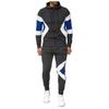 Men's Fashion Leisure Color Patchwork Sports Fitness Hoodies Pants Suit