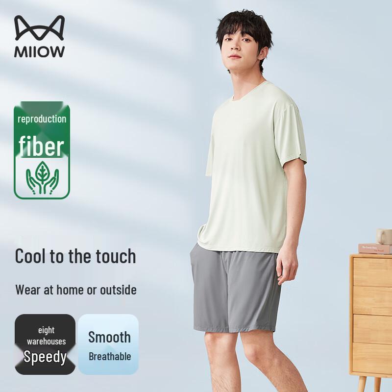 MiiOW Men s Cool & Breathable Short Sleeve Loungewear Set 2XL