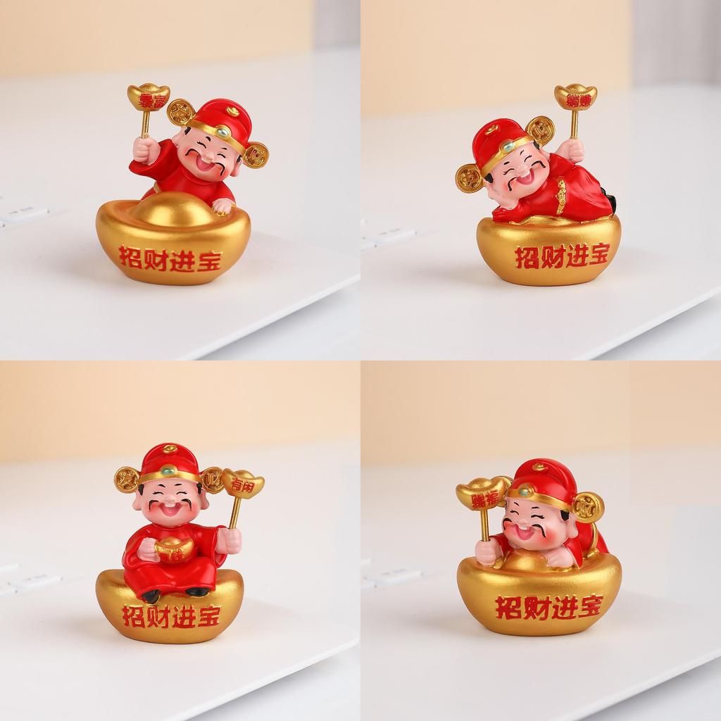 Lucky God Of Wealth Resin Figurine For Home Office Celebration Gift