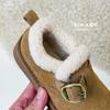 Kids Winter Snow Boots Boys Girls Faux Suede Upper With Warm Sherpa Lining Rubber Sole Ankle