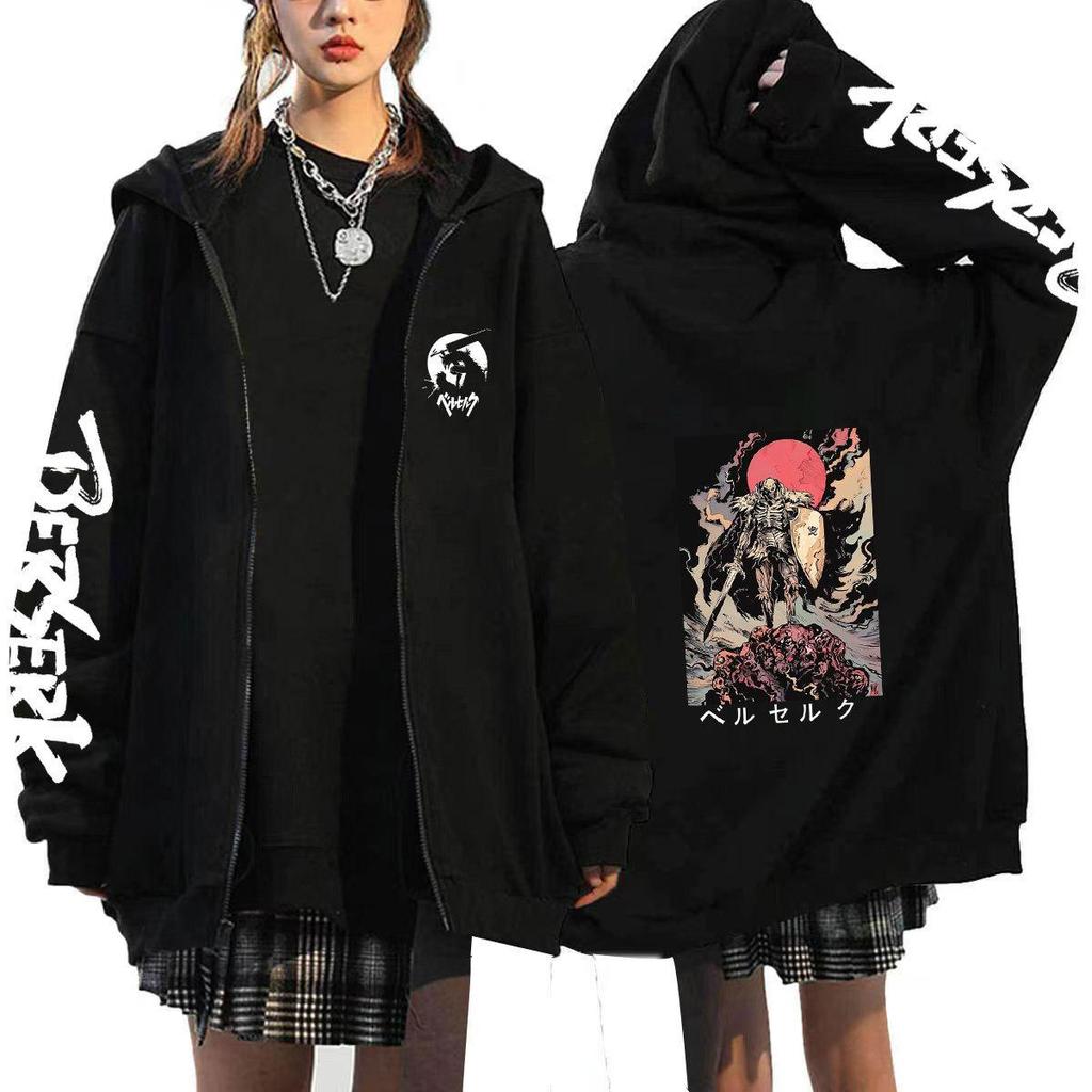 Berserk Japonské Anime Mikiny s Kapucí na Zip Dámské Pánské Mikina Harajuku Kreslené Bundy Unisex Kabáty Topy Hip Hop Mikina Streetwear