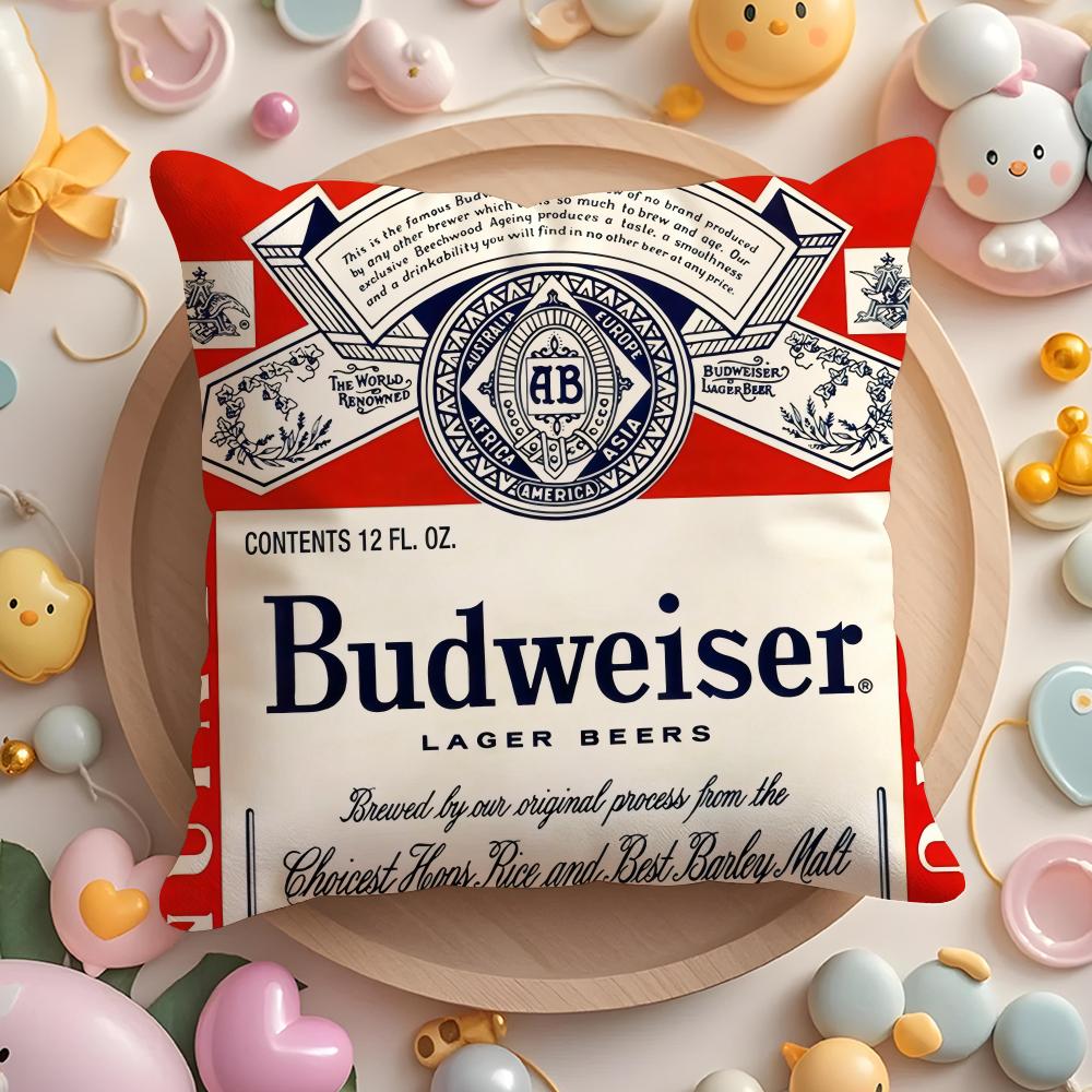 HOT B-BudweiserS Cushion Cover Home & Car Multi-Scene Pillow Cover - Reversible, Soft & Durable for Daily Use